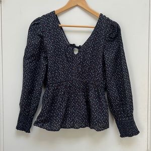 NWT Madewell Campden Daisies Peplum Tie-Back Top M